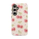 Pink Cherry Pattern Phone Case | Cute Retro Fruit Design