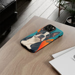 Boston Terrier Pop-Art Portrait Tough Phone Case - Teal Orange