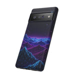 Retro Neon Mountains Phone Case | Vaporwave Galaxy Landscape