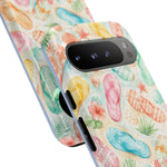 Watercolor Flip Flops pattern Tough Case | Beach Shells Phone Cover