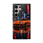 Orange Supra Phone Case, Neon City Night JDM Sports Car Tough Cover