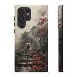 Autumn Temple Steps phone case | Japanese watercolor landscape cover