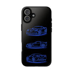 C6 ZR1 Line Art Phone Case, Blue Three-View Cover