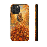 Yorkshire Terrier Jumping in Autumn Leaves Tough Case | Fall Dog Phone Cover