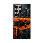 Orange Daytona Phone Case, Rainy City Night Muscle Car Tough Cover