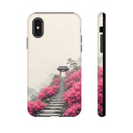Pink Azalea Mountain Stairs Phone Case Japanese Zen Tough Case