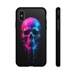 Neon Glitch Skull Phone Case, Dripping Paint Scanline Cover