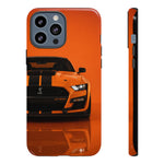 Orange Mustang Art Phone Case, GT500 American Muscle Car Tough Cover for Male