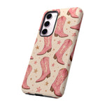 Pink Cowboy Boots phone case | Western pattern | Pastel stars