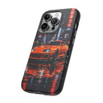 Orange Supra Phone Case, Neon City Night JDM Sports Car Tough Cover
