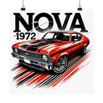 1972 Chevy Nova Poster Classic Muscle Car SS 72 Red Black Retro Wall Art