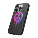 Glitch Peace Sign Phone Case, RGB Melt Digital Art Tough Cover, Gift