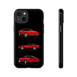 C4 Corvette Art Phone Case Red, Three-View Vector Cover, Gift