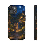 Moonlit Garden Cat Phone Case, Firefly Painterly Art Cover