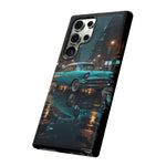 Vintage Teal 1957 Bel Air Classic Car Tough Case | Retro Rainy City Phone Cover