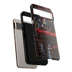 Red FD RX-7 Blossom Alley Tough Phone Case - Rain-Slicked Night