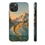 Leaping Golden Trout Lake Scene phone case | Tough Cover