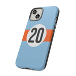 Copy of Blue Orange Number 20 Retro Racing Stripe Tough Phone Case Cover