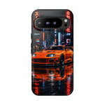 Orange Supra Phone Case, Neon City Night JDM Sports Car Tough Cover