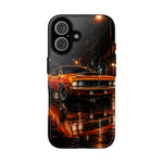 Orange Cuda Phone Case, Rainy City Night Muscle Car Tough Cover