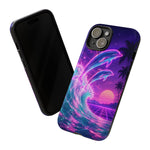 Neon Dolphin Ocean Vaporwave Art Tough Phone Case