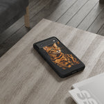 Bengal Cat Geometric Portrait Tough Phone Case - Gold Black Poly