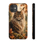 Maine Coon Forest King Watercolor Art Tough Cat Phone Case