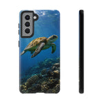 Sea Turtle Reef Phone Case, Coral Ocean Dappled Sunlight Tough Cover