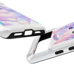Pastel Cat Phone Case, Headphones Glitch Color Block Cover