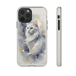 Turkish Angora Cat White Silk Portrait Art Tough Phone Case