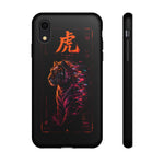 Glitch Tiger Silhouette Art Tough Phone Case - Orange Magenta
