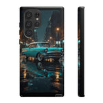 Vintage Teal 1957 Bel Air Classic Car Tough Case | Retro Rainy City Phone Cover