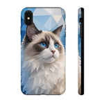 Ragdoll Cat Polygon Portrait Tough Phone Case - Blue Cream