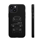 MX-5 Roadster Blueprint Miata Phone Case Featuring Front Side and Rear Views