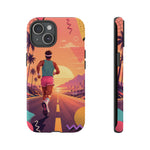 Retro Runner Sunset phone case | 80s Vaporwave jogging design