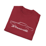 1965 Bonneville Classic Car Outline T-Shirt Line Art Silhouette Emblem Car Fan Gift