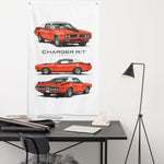 1971 Charger R/T Orange White Top Banner 34x56 Garage Man Cave Wall Decor