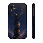 Starry Wizard Cat on Books phone case