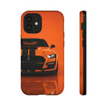 Orange Mustang Art Phone Case, GT500 American Muscle Car Tough Cover for Male