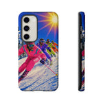 Retro Skiers Phone Case | Neon 80s Skiing Tough Cover