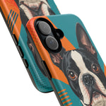 Boston Terrier Pop-Art Portrait Tough Phone Case - Teal Orange
