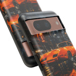 Orange Daytona Phone Case, Rainy City Night Muscle Car Tough Cover