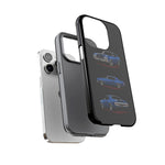 1970 Chevelle SS Phone Case Blue, Three-View Vector Tough Cover