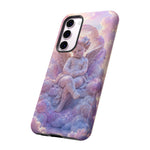 Cherub Cloud Throne Phone Case, Pastel Marble 3D Render Cover