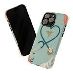 Stethoscope Heart Phone Case, Nurse Icon Teal Cover