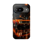 Orange Cuda Phone Case, Rainy City Night Muscle Car Tough Cover