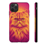 Persian Cat Halftone Dot Portrait Tough Phone Case - Magenta Gold