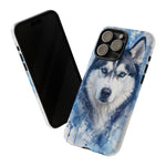 Husky Watercolor Art Tough Phone Case - Icy Blue Dog Portrait
