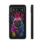 Pug Neon Graffiti Portrait Tough Phone Case - Dripping Paint