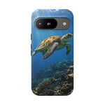 Sea Turtle Reef Phone Case, Coral Ocean Dappled Sunlight Tough Cover